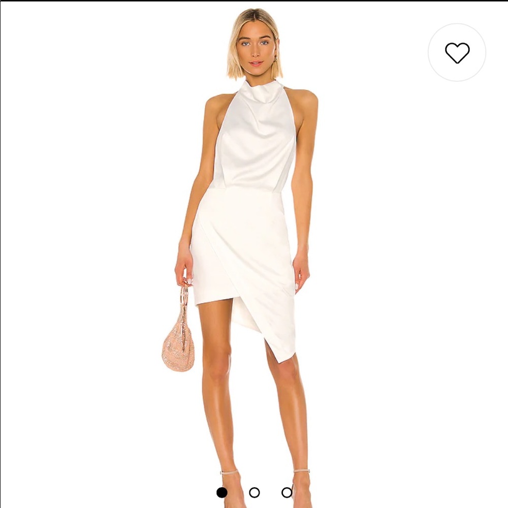 Revolve white halter, high neck mini dress